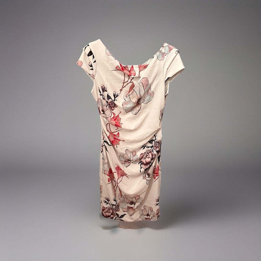 White House‎ Black Market White Lily Floral Print Cap Sleeve Dress Women’s Sz 6